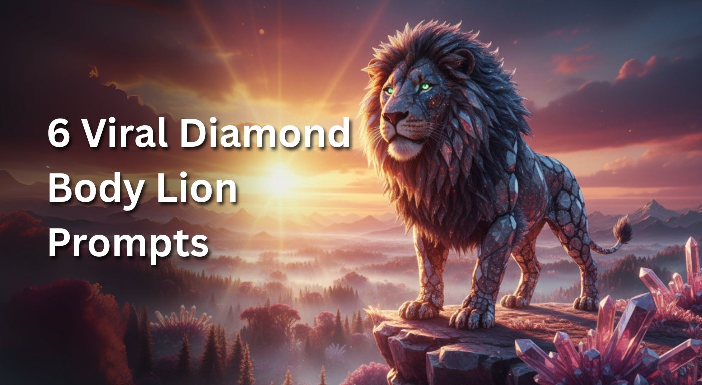 6+ Viral AI Image Image Creator Prompt for Diamond Body Lion Walking